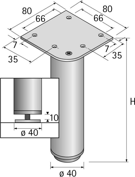 Image du produit Hettich Pieds de meuble Lano RO