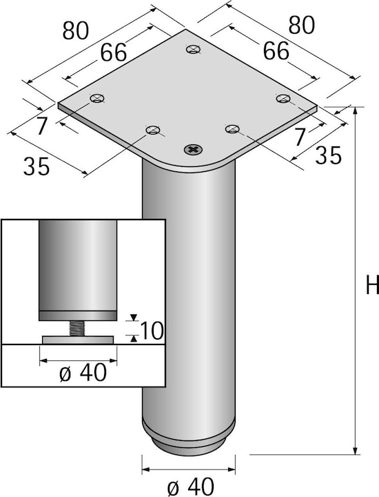 Produktbild Hettich Möbelfüsse Lano RO