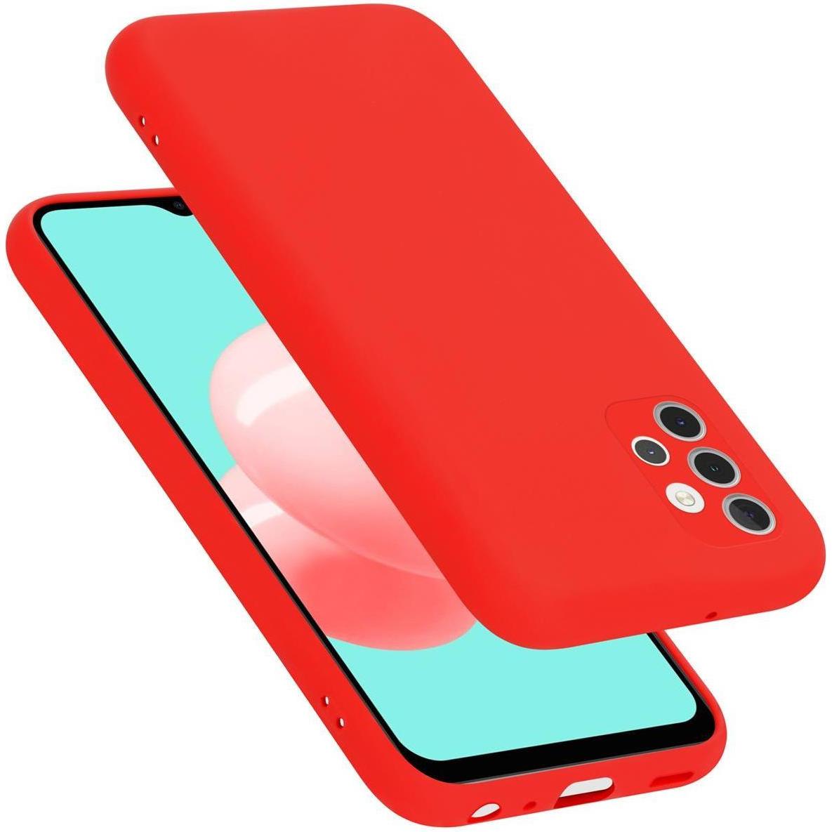 Cadorabo TPU Liquid Silicone Case Cover (Samsung Galaxy A32), Smartphone Hülle, Rot