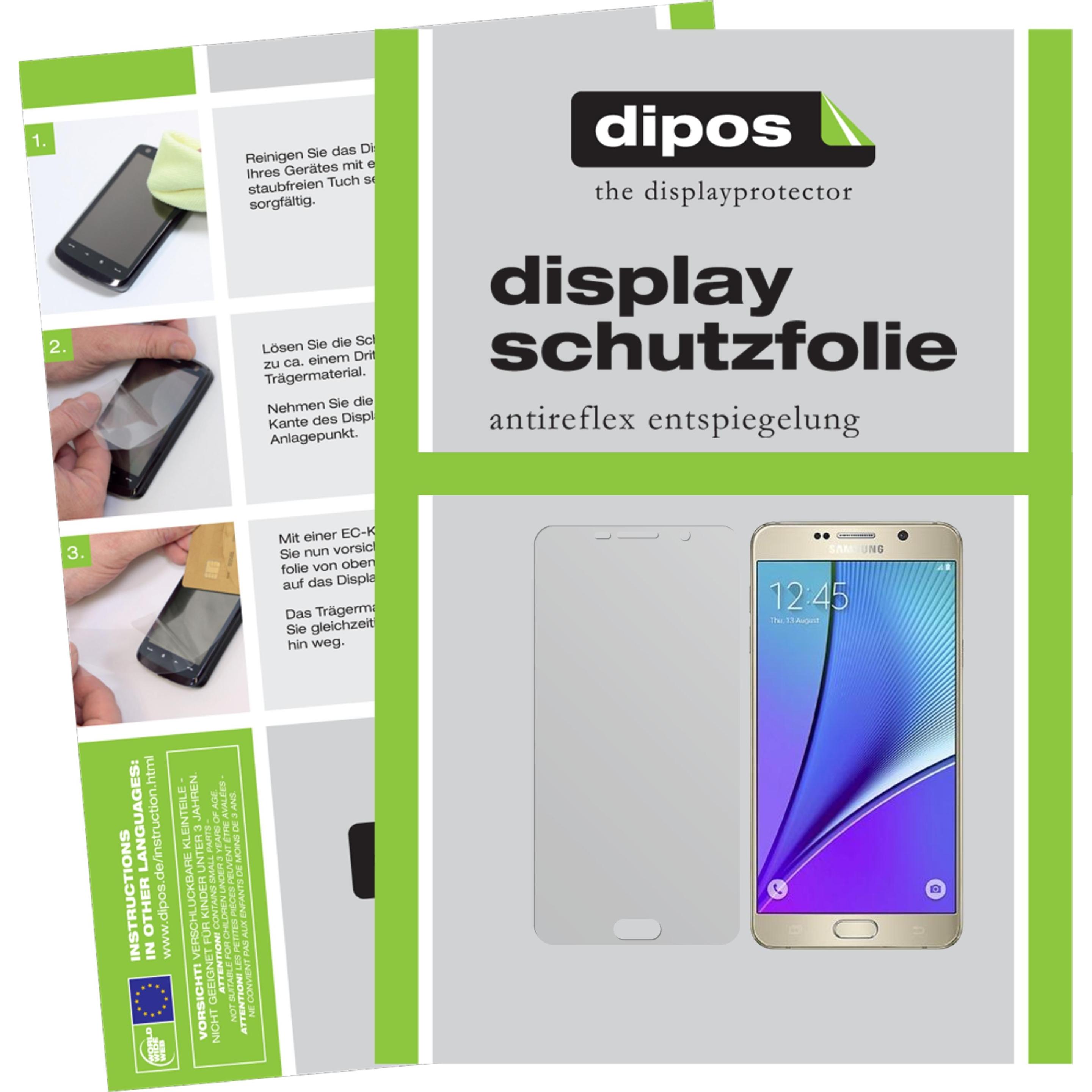 Dipos Displayschutzfolie Antireflex (2 Stück, Samsung Galaxy Note 5), Smartphone Schutzfolie, Transparent