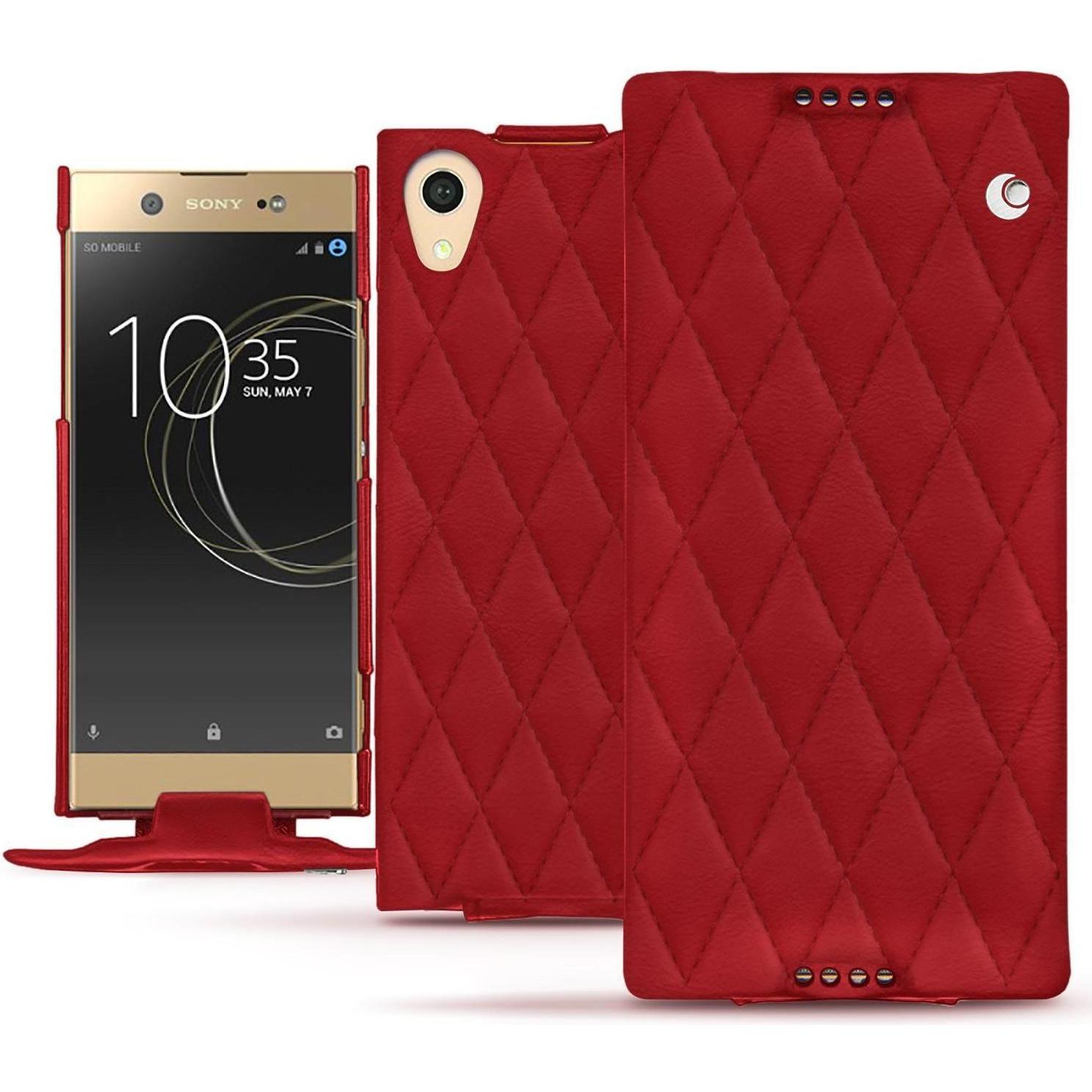 Noreve Lederschutzhülle vertikal (Sony Xperia XA1 Ultra), Smartphone Hülle, Rot