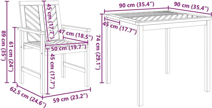 Produktbild vidaXL Garten Essgruppe (90 x 90 x 74 cm)
