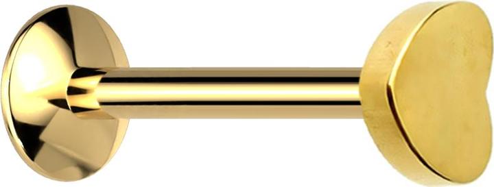 Produktbild Star Piercing Micro UFO Labret Innengewinde vergoldet mit Herz (ohne Messing, Chirurgenstahl 316L)