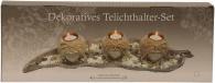Actual product image IKO Tealight holder set with plate brown l = 51cm