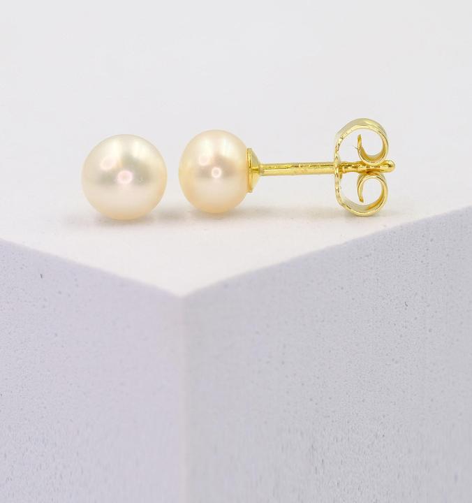 Image du produit Muau Stud earrings or jaune 750 freshwater pearl 5.5-6mm (Or jaune 750/18K)
