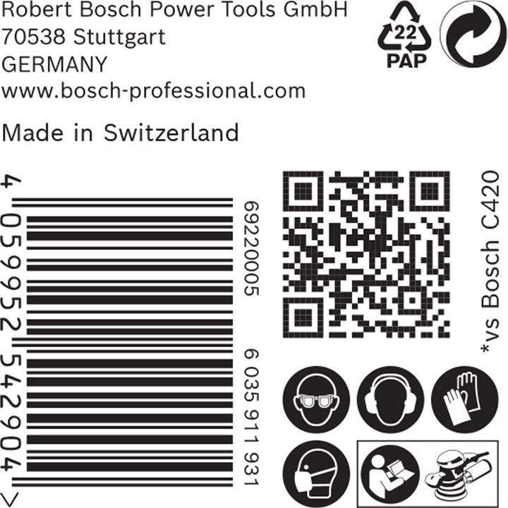 Image du produit Bosch Professional Zubehör Papier abrasif Expert C470 sans trous pour meuleuses d'angle et perceuses, 125 mm, G 60, 50 pcs. (60)