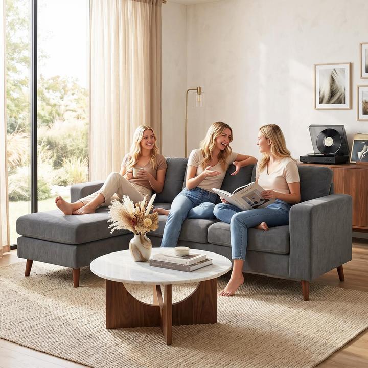 Immagine prodotto Homcom Ecksofa Polyester Dunkelgrau (3 posti, Divano ad angolo)