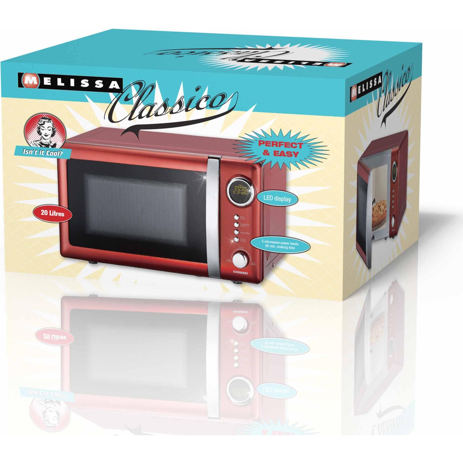 Thumbnail - Melissa Retro Mikrowelle mit 20Liter Volumen, 700Watt - 5 Programme, Drehteller - Red..., Mikrowelle, Rot