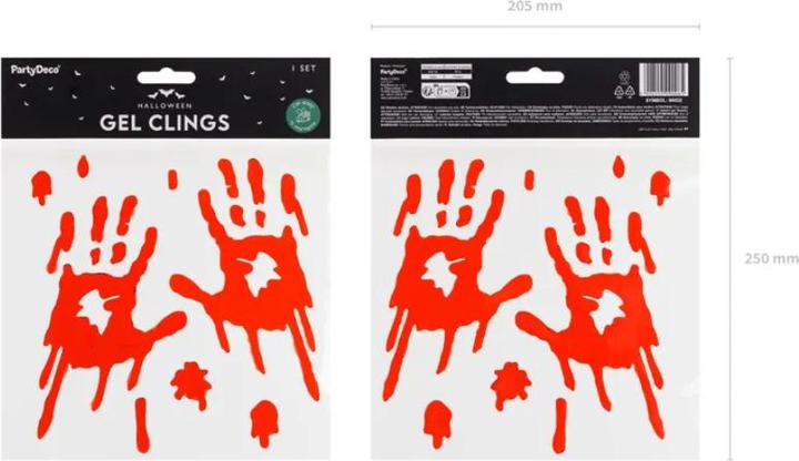 Image du produit Partydeco Gel-Aufkleber Blutige Hände, Rot (2 pièce(s))
