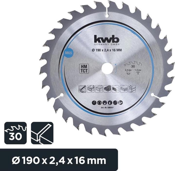 Productafbeelding kwb Cirkelzaagblad HM Medium Ø 190x16 Z30