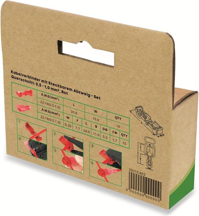 Produktbild Quadrios 2011C402 2011C402 Abzweigverbinder flexibel: 0.5-1 mm² starr: 0.5-1 mm² Polzahl (num): 2 20 St. Rot