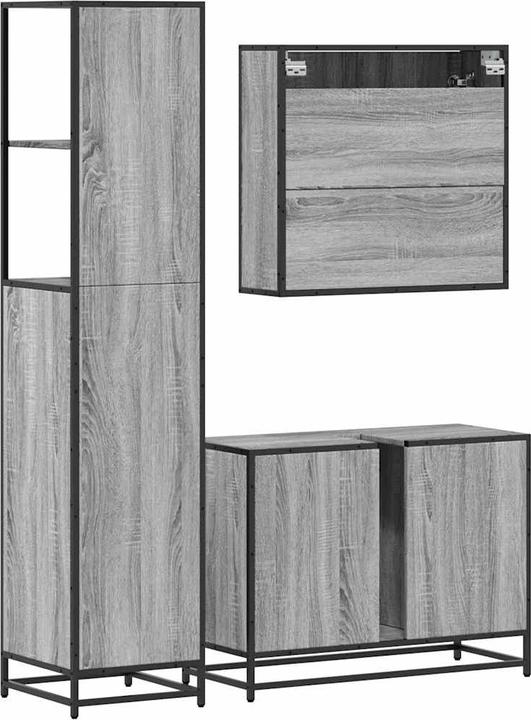 Immagine prodotto vidaXL Set di mobili da bagno 3 pezzi Grigio Sonoma in legno Set di mobili da bagno