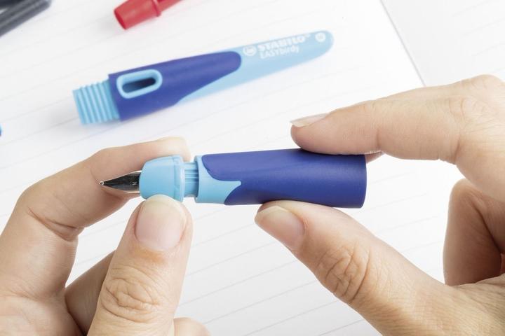 Image du produit STABILO Stylo scolaire ergonomique pour droitiers avec plume A pour débutants - EASYbirdy en (Turquoise, Rose néon, 1 x)