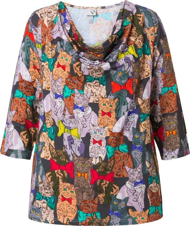 Immagine prodotto Ulla Popken T-shirt con cani, scollo a goccia e maniche a 3/4 (42, 44)