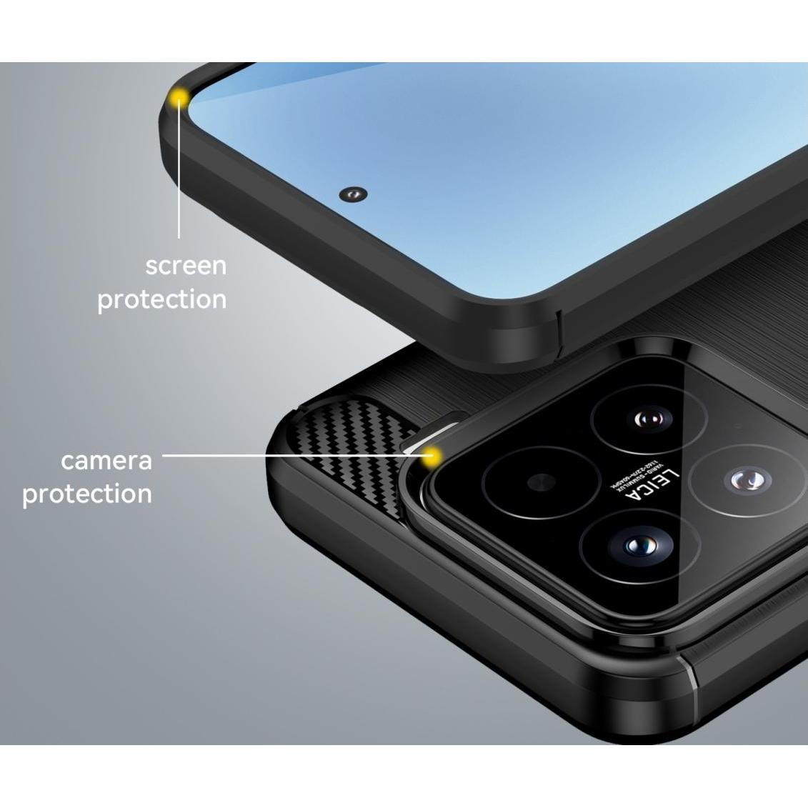 Thumbnail - Screenguard Carbon Brushed Soft TPU Hülle (Xiaomi Redmi Note 15), Smartphone Hülle, Schwarz