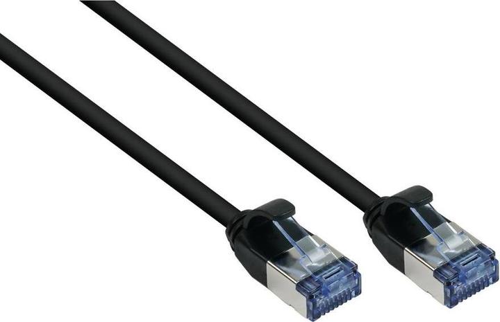 Actual product image Good Connections RNS patch cable SlimLine, Cat.6A, U/FTP, PiMF, halogen-free (LSZH), 500MHz, CU, black, 1m, Good Con (U/FTP, CAT6a, 1 m)