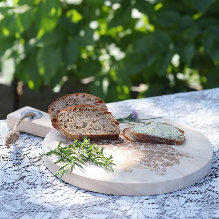 Produktbild Viana Rundes Deko Schneidebrett Mango mit Blumenmotiv für Küche