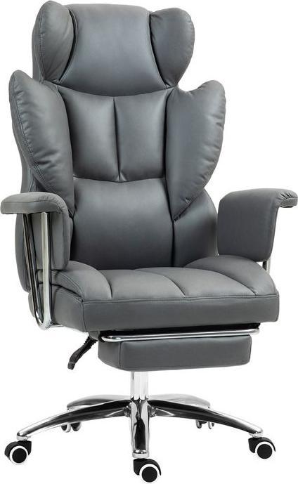 Swisshandel24 Ergonomischer Bürostuhl, gepolstert, mit Fussstütze, verstellbarer Lehne, 360° drehbar, Dunkelgrau (46 - 54 cm)