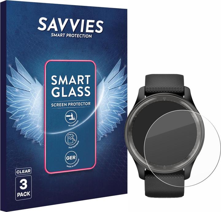 Produktbild Savvies Panzer Schutzglas für Garmin Vivomove Trend Schutzfolie Displayschutz Display Schutz Glas Folie