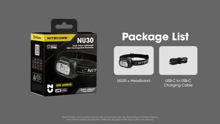 Actual product image Nitecore NU30 Triple Output Lightweight Outdoor Headlamp (500 lm)