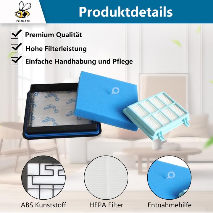 Actual product image Flickbee Filter set 3 in 1 for Philips PowerPro Compact like FC8010/02