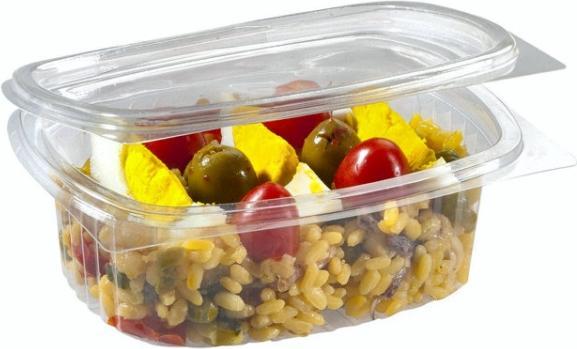 Actual product image Antalis Plastbakke m/haengslet låg oval A-PET 1000ml V00514P 50stk/pak - (50 pcs.)