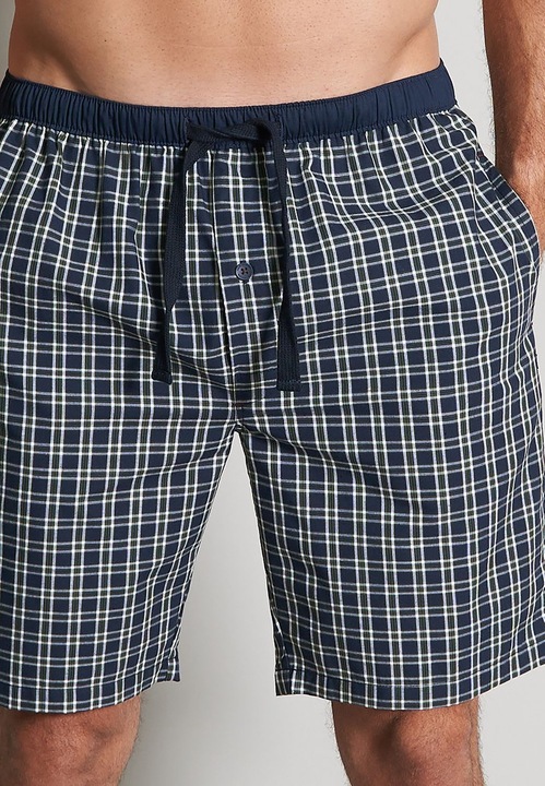 Produktbild Tom Tailor kurze Herren Schlafhose Bermuda mit Eingriff Knopf Bindeband kariert (50)