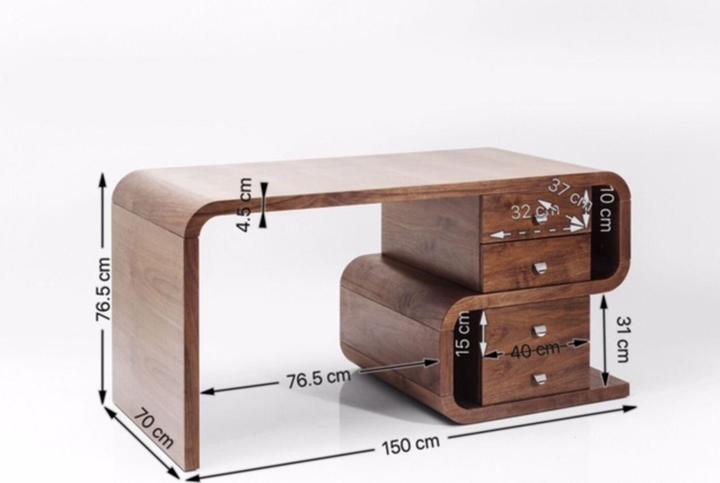 Immagine prodotto Kare Design Scrivania Soft Snake Noce 150x70cm (150 x 76 x 70 cm)