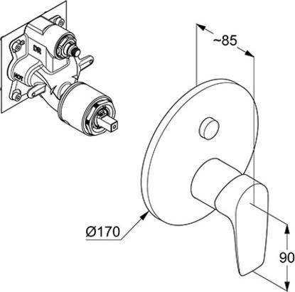 Actual product image Kludi PURE&SOLID flush-mounted shower mixer Push fine fittings m functional unit chr