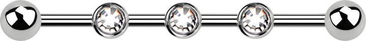 Actual product image Star Piercing Barbell Innengewinde silber drei 0.8 mm Gewindelöcher mit zwei Kugeln und drei Kristalle silber (without brass, Titanium)