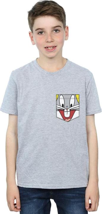 Immagine prodotto Looney Tunes Bugs Bunny Face Faux Pocket Maglietta Ragazzi (140, 146)