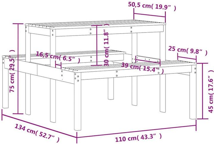 Produktbild vidaXL Picknicktisch (110 x 134 x 75 cm)