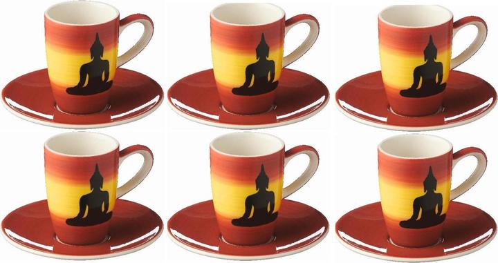 Actual product image Mila Espresso cup Buddha 137 ml, 6 pieces, Yellow/Red (137 ml, 6 x)