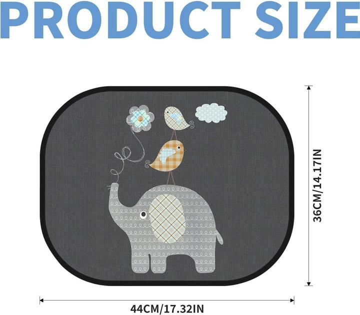 Immagine prodotto ASMI Auto Sonnenschutz für Kinder – 2 Stück Elefant