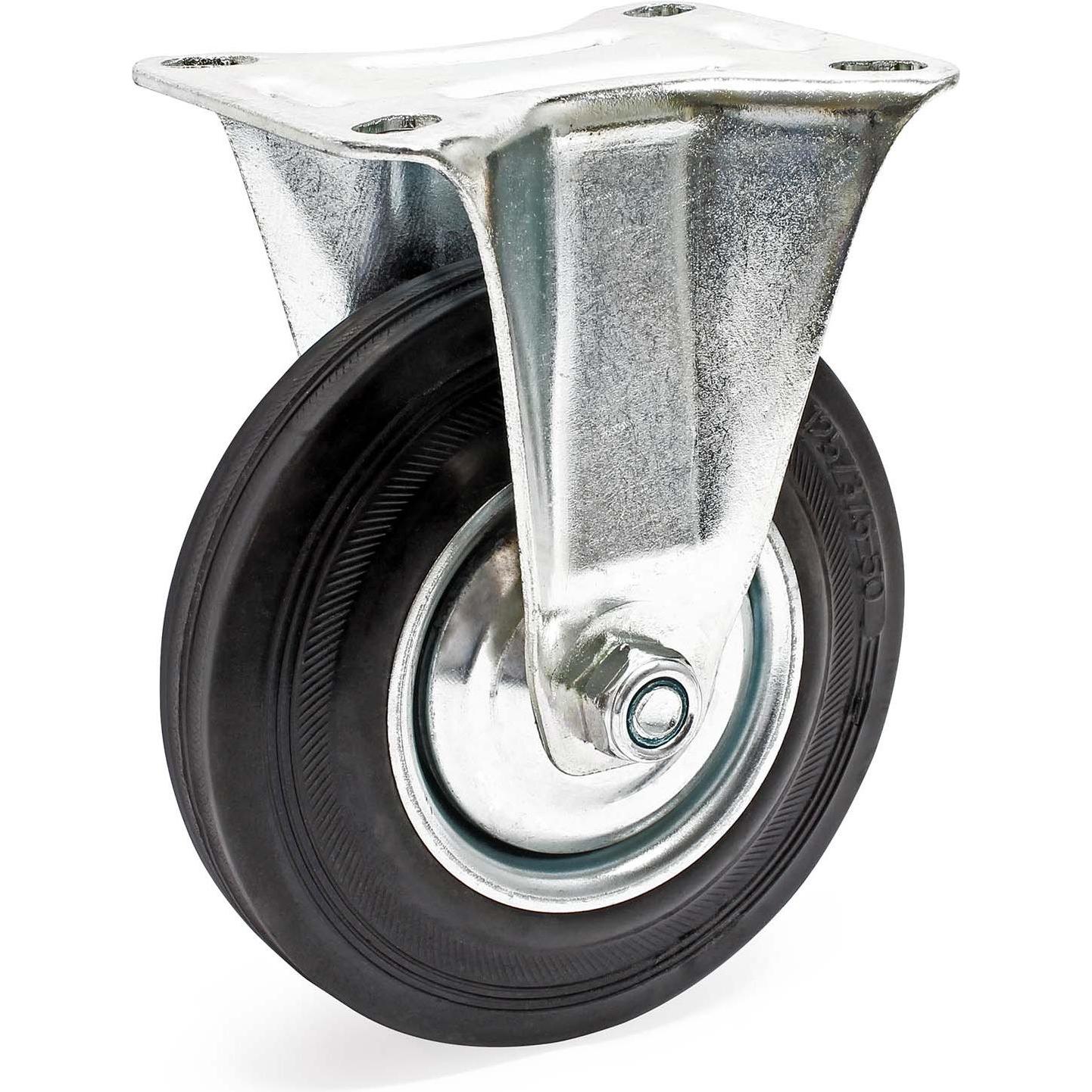 Wiltec, Möbelrollen, Bockrolle 125mm Vollgummirad 100kg Transportrolle Möbelrolle Industrie