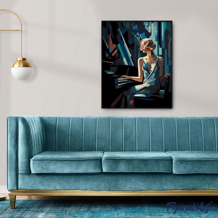 Actual product image Figured'Art Paint by Numbers - Art Deco Woman at a Piano