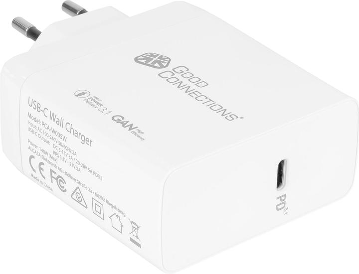 Produktbild Good Connections USB-Schnellladegerät 140W mit GaN-Technologie, 1-Port (USB-Câ„¢), PD 3.1, QC 5, PPS, inkl. 1,2m Lade (140 W)