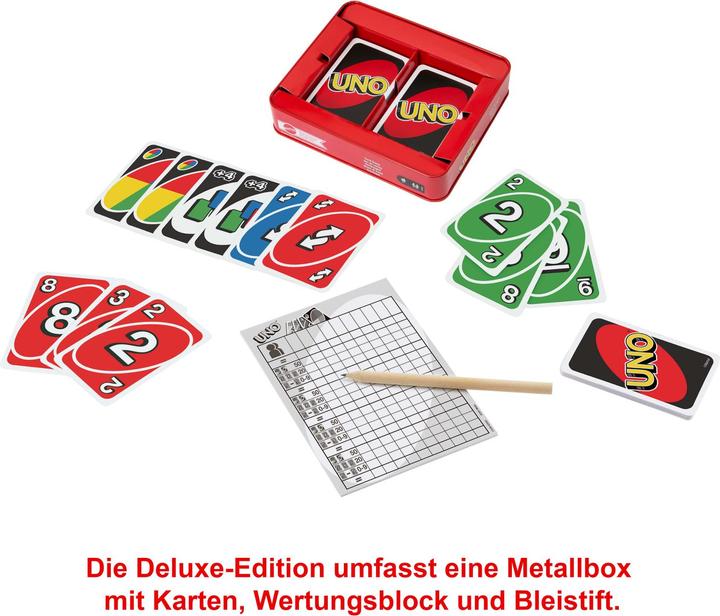 Image du produit Mattel Games Uno Deluxe - Jeu de Cartes Famille - 7 ans et + (Allemand, Français, Italien)