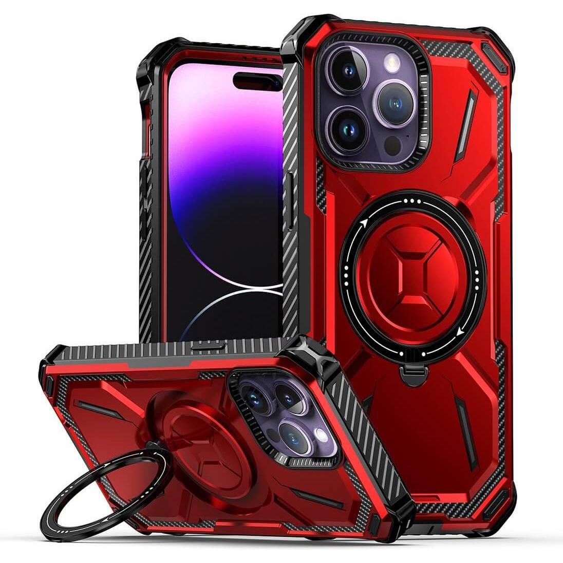 Cover-Discount iPhone 15 Pro Max - Armor Case mit Kickstand rot (Apple iPhone 15 Pro Max), Smartphone Hülle, Rot