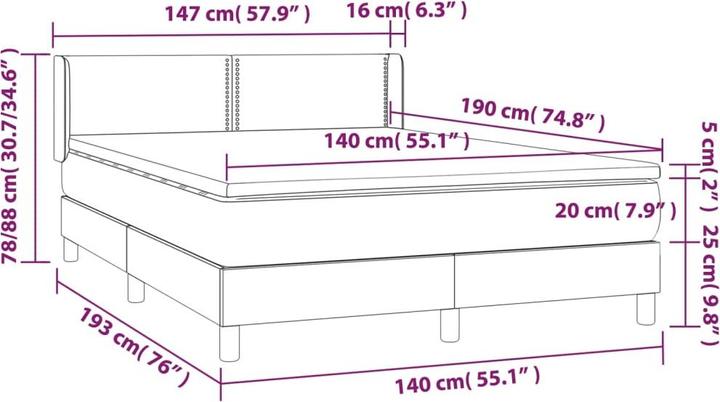 Actual product image vidaXL Boxspringbett (140 x 190 cm)