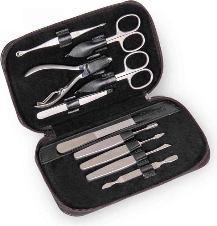 Immagine prodotto Sacher TR600R.0104 - Astuccio per manicure da 10 pezzi Set per manicure in pelle nera