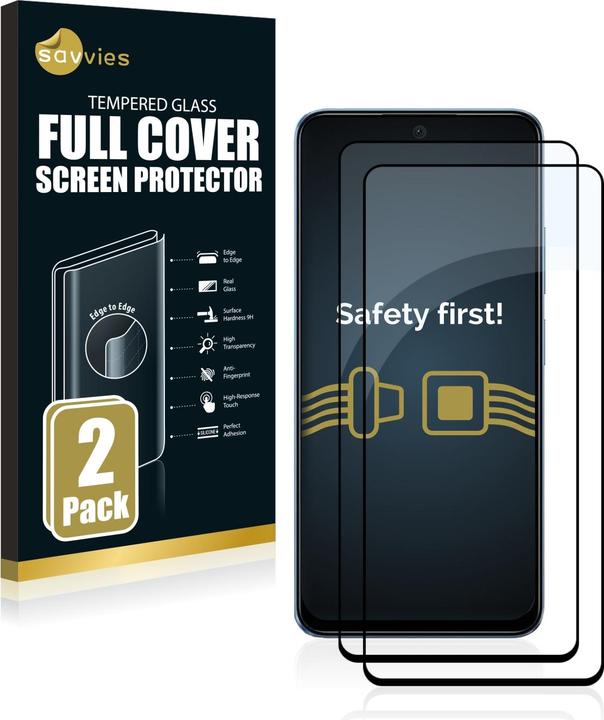 Produktbild Savvies Full-Screen Displayschutz Panzerglas Schutzglas (2 Stück, Xiaomi Redmi Note 12)