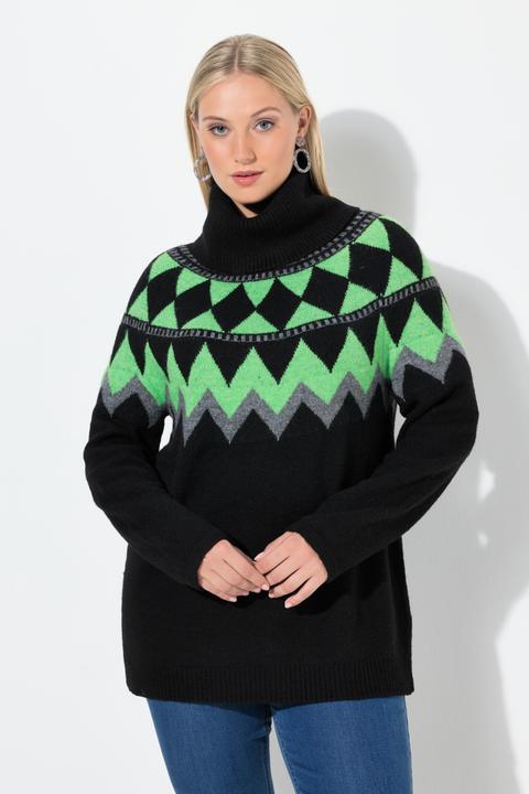 Produktbild Ulla Popken Pullover, Norwegermuster, Rollkragen, Langarm (58)