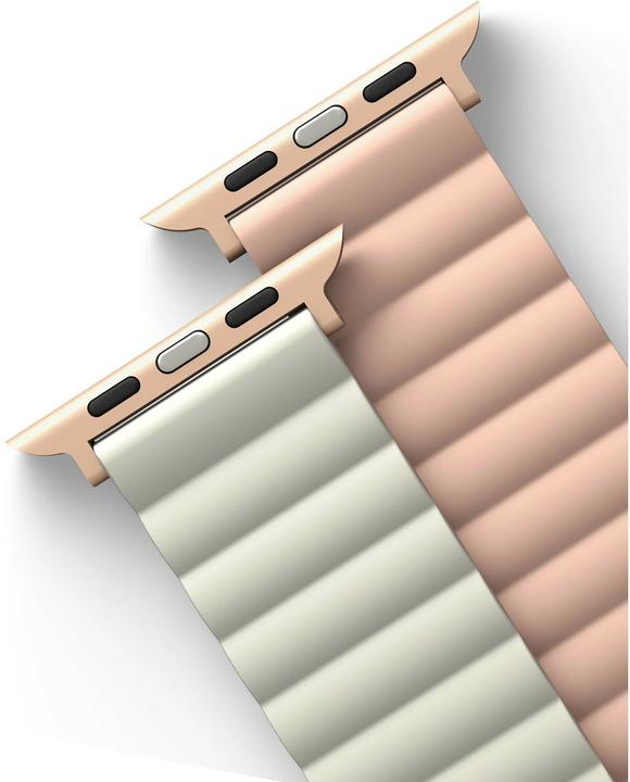 Actual product image Uniq pasek Revix Apple Watch Series 1/2/3/4/5/6/7/8/SE/SE2 38/40/41mm. Reversible Magnetic różowy-be (38 mm, 40 mm, 41 mm, Silicone, Stainless steel)