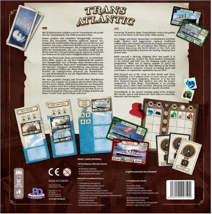 Image du produit PDV09719 - TransAtlantic, jeu de société, pour 2-4 joueurs, à partir de 12 ans (Allemand, Anglais, 2 - 4 Joueur)