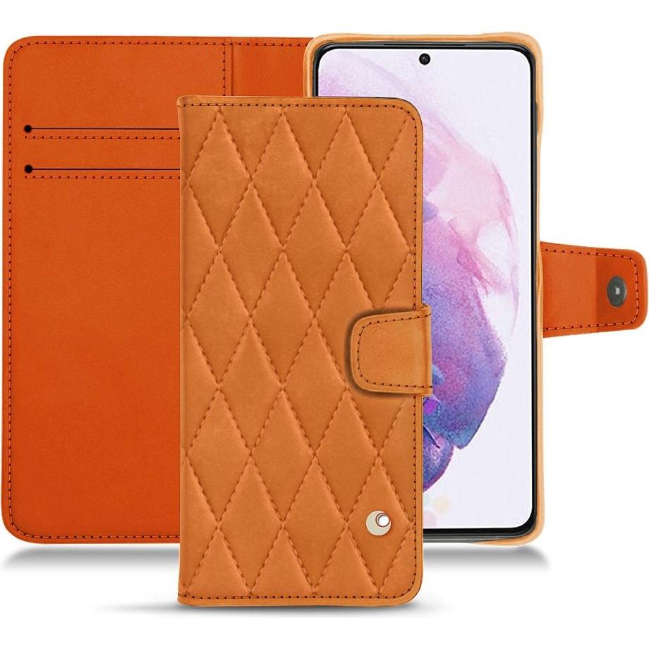Noreve Lederschutzhülle Wallet (Samsung Galaxy S21), Smartphone Hülle, Orange
