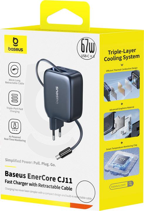 Image du produit Baseus Chargeur rétractable EnerCore CJ11 (67 W, 3 ports)
