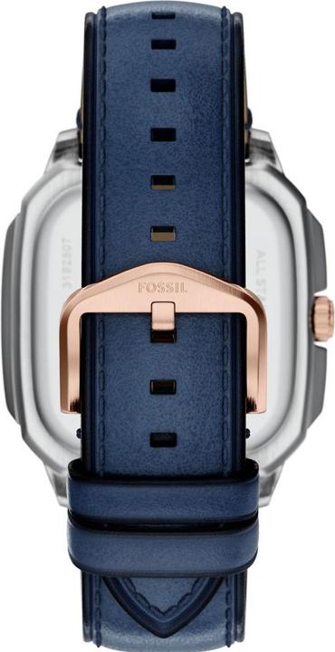 Actual product image Fossil FS6149 Timeless Elegance with Blue Leather Strap & Rose Gold/Stainless Steel Case (Analogue wristwatch, 42 mm)