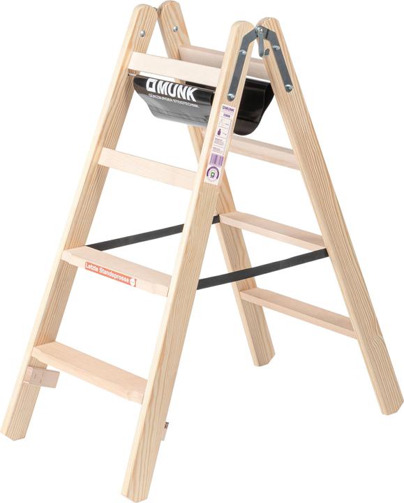 Produktbild Munk Stufen-Stehleiter Holz beidseitig begehbar 2x4 Stufen (Stehleiter, 113.50 cm)
