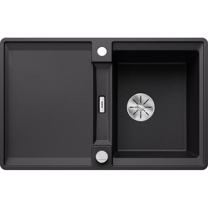 Blanco, Spülbecken, ADIRA 45 S-F SILGRANIT schwarz Einbauart: Flächenbündig reversibel mit Ablauffernbedi (77 cm, 49 cm)